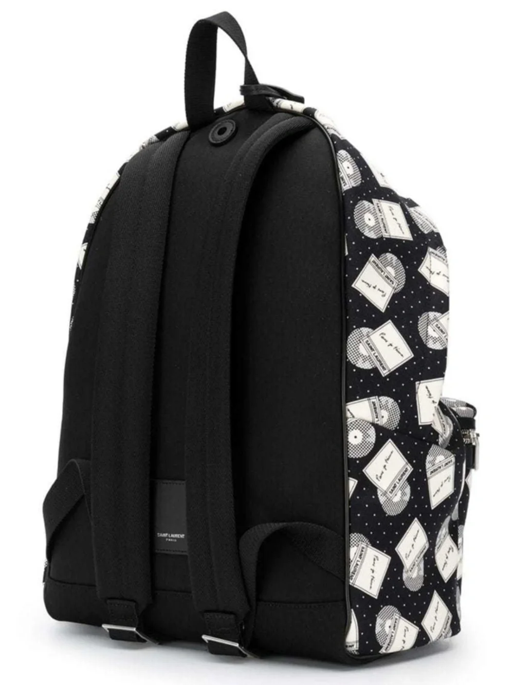 Saint Laurent YSL City Vinyl Record Black Leather Canvas Backpack Bag